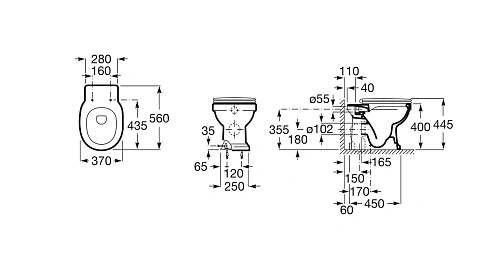 Чаша напольного унитаза Roca Carmen 3440A9000 Чаша напольного унитаза Roca Carmen 3440A9000