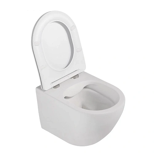 Унитаз подвесной ABBER Bequem AC1100MW белый матовый, безободковый с крышкой микролифт Унитаз подвесной ABBER Bequem AC1100MW белый матовый, безободковый с крышкой микролифт