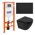 Детальная картинка товара «комплект унитаза belbagno colorato bb062chr-mb с сиденьем bb062sc-mb инсталляцией bb002-80 и клавишей смыва bb007-pr-nero.m»