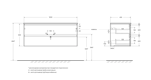 Тумба под раковину BelBagno KRAFT-1200-2C-SO-AO голубой матовый, 1200x455x500 Тумба под раковину BelBagno KRAFT-1200-2C-SO-AO голубой матовый, 1200x455x500