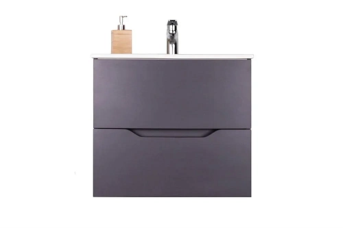 Тумба с раковиной Orange Line Li-60Tug+Ra подвесная, графит матовый Тумба с раковиной Orange Line Li-60Tug+Ra подвесная, графит матовый