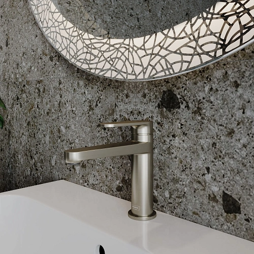 Смеситель для раковины AQUAme Novara AQM6910BN никель шлифованный Смеситель для раковины AQUAme Novara AQM6910BN никель шлифованный