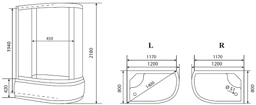 Душевая кабина Timo eco TE-0720 L 120x80x218, турецкая баня хамам Душевая кабина Timo eco TE-0720 L 120x80x218, турецкая баня хамам