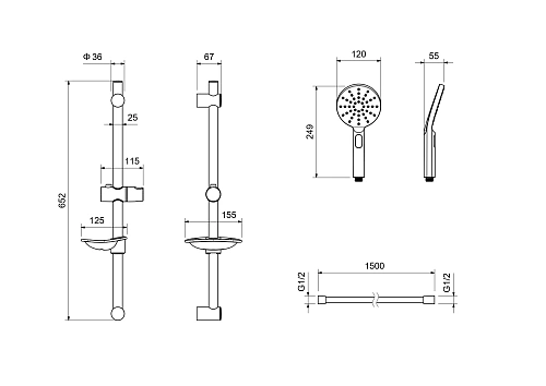 Душевой гарнитур Aquatek ОБЕРОН AQ2014CR Хром Душевой гарнитур Aquatek ОБЕРОН AQ2014CR Хром