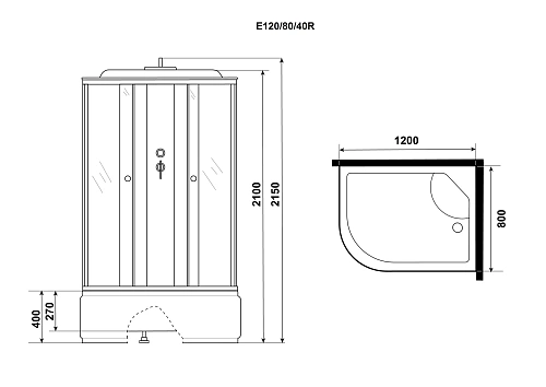 Душевая кабина Niagara Eco E120/80/40R/MT (1200х800х2150) E120/80/40R/MT Душевая кабина Niagara Eco E120/80/40R/MT (1200х800х2150) E120/80/40R/MT