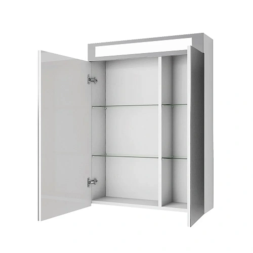 Зеркальный шкаф DREJA UNI, 60 см, 2 дверцы, 4 стеклянные полки, с подсветкой и выключателем, белый 9 99.9001 Зеркальный шкаф DREJA UNI, 60 см, 2 дверцы, 4 стеклянные полки, с подсветкой и выключателем, белый 9 99.9001