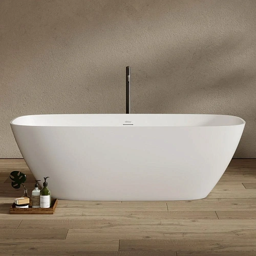 Ванна отдельностоящая ABBER AS9632 165x70,5 универсальная, белая матовая, искусственный камень Ванна отдельностоящая ABBER AS9632 165x70,5 универсальная, белая матовая, искусственный камень