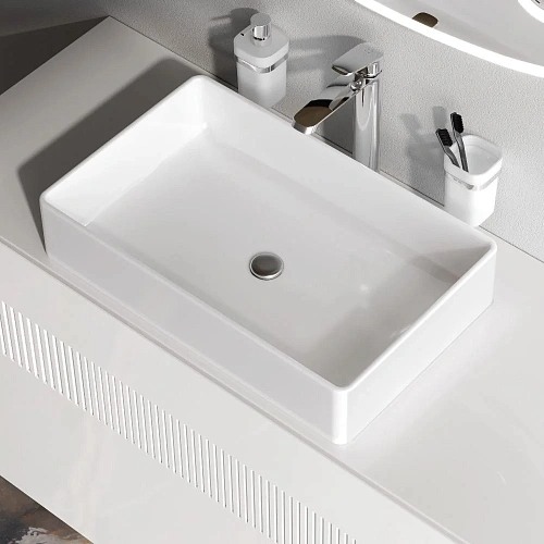 Раковина AM.PM Func M8FWCC10600WG накладная, прямоугольная, 60 см, белый Раковина AM.PM Func M8FWCC10600WG накладная, прямоугольная, 60 см, белый
