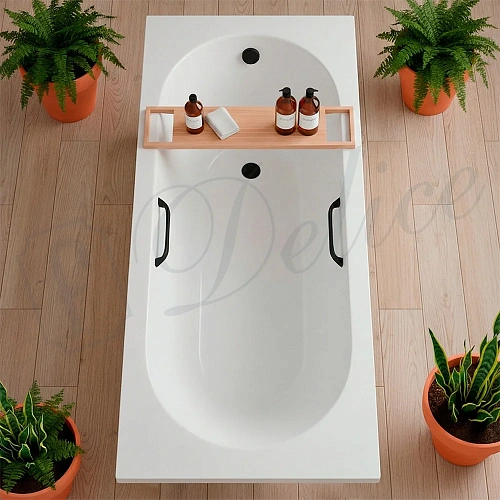 Ванна из искусственного камня Delice Bravo 180х70 DLR330064RB-M матовая с черными ручками Ванна из искусственного камня Delice Bravo 180х70 DLR330064RB-M матовая с черными ручками