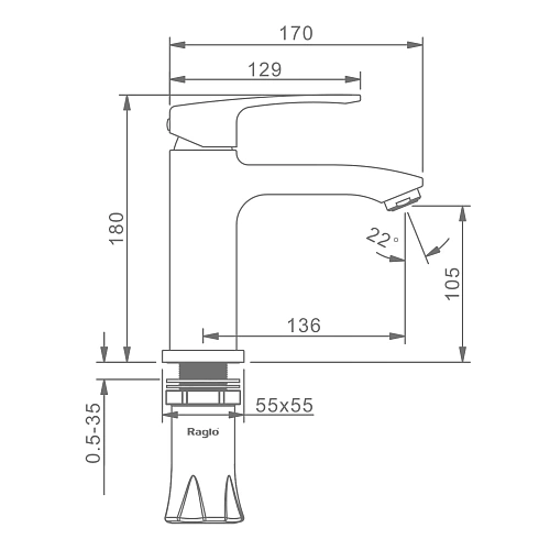 Смеситель для раковины Raglo R01.10, хром Смеситель для раковины Raglo R01.10, хром
