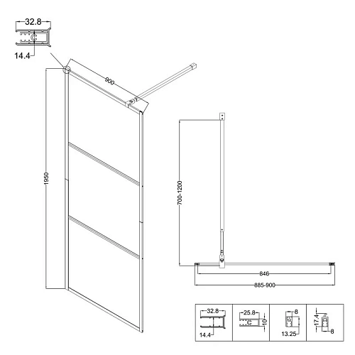 Душевая перегородка Niagara Nova NG-688-90BLACK (90x195) черный матовый, стекло прозрачное с рисунком Душевая перегородка Niagara Nova NG-688-90BLACK (90x195) черный матовый, стекло прозрачное с рисунком