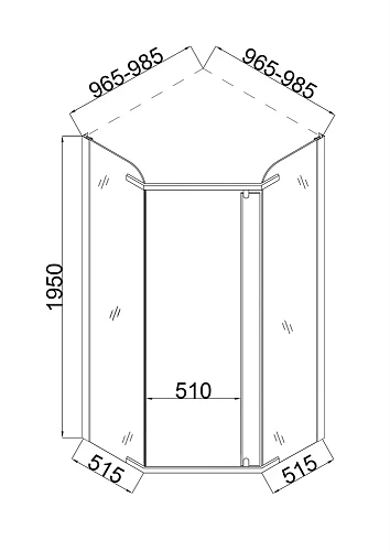 Душевой уголок Taliente 100x100x195см, пятиугольный, распашной, прозр.стекло 6мм, хром.профиль TA-10103-1CP Душевой уголок Taliente 100x100x195см, пятиугольный, распашной, прозр.стекло 6мм, хром.профиль TA-10103-1CP